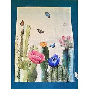 New! Cactus Succulent Butterflies Tea Towel by Greenbox Art Floral Cotton